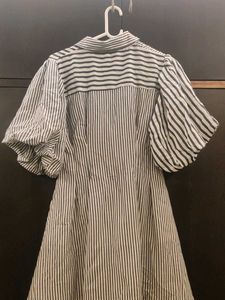 Korean Soft Striped Shirt Dress