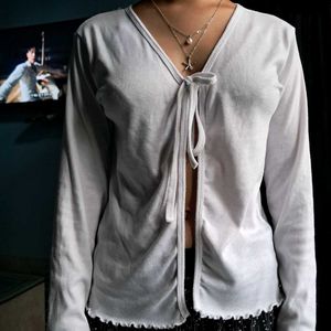 Open Front Top /Tie-Front Long Sleeve To/Shrug