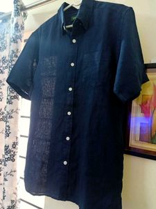 NEW ORVIS Navy Blue linen Shirt