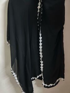 Black Floral Trim Kaftan Top