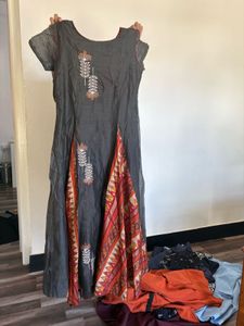 Raw Silk Ethnic Gown