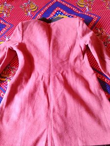 Vintage Pink Colour Long Coat For Women