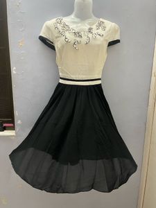 Korean Black Designer Flared One Piece