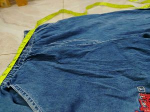 Vintage Denim Pants with Embroidery