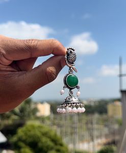 Green Jhumka Earrings