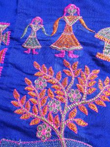 Blue Embroidered Saree