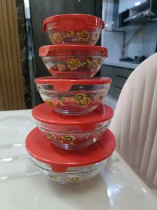 Glass Bowl 5 pc Set with Lids