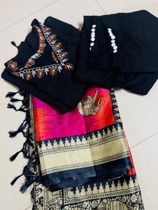 Jaipuri Embroidery Kurta Set With Dupatta
