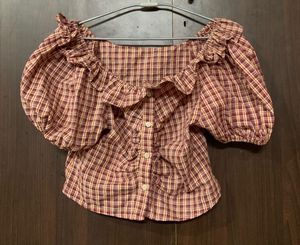 Plaid Ruffle Top