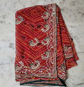 Bandhani gotta Patti work saree