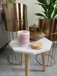 Amber Wood Candle and nestasia evil eye hand teali