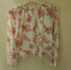 Floral Print Sheer Blouse