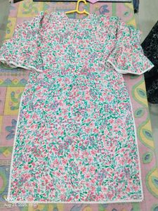 Full Stitched Floral Kurti With Bell Sleeves