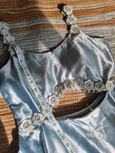 Grey Designer  Partywear Satin Gown