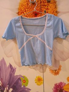 Cute Baby Blue Crop Top