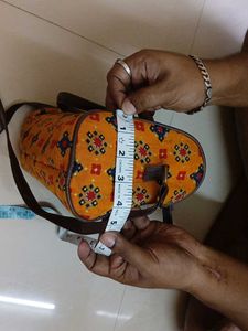 Mustard Kalamkari Printed Handbag