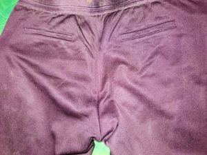 Stretchable Waist Burgundy Pants