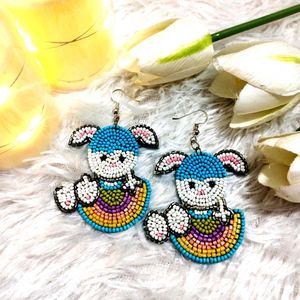 Handmade Beaded Easter Bunny Earrings🐇