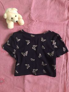 H&amp;M Black Crop Fitted Top