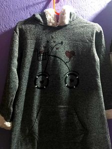 🌷Cute Bicycle Hearts Midi Dress With Hoodie🌷