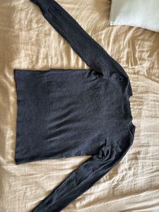 Gray V-Neck Knit Sweater