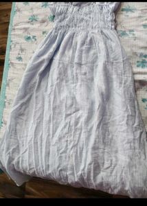 blue gathered dress