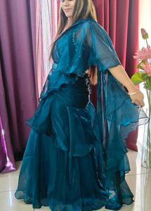 Elegant Teal Layered / Ruffle Lehnga Dress