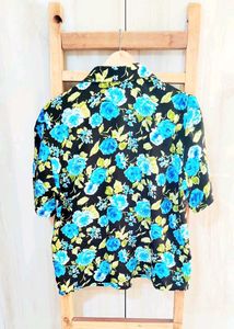 Blue Floral Print Shirt Size-42