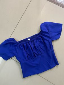 Blue Puff Sleeve Top