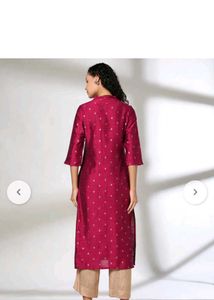 Magenta/Burgundy Silk Kurta With Golden Zari Print