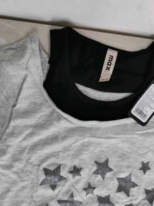 Grey Top For Women With Fancy Neck Design