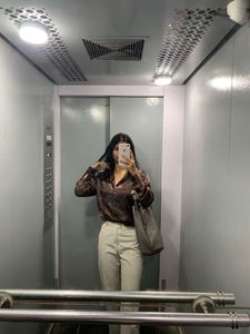 Brown Satin shirt 🎀