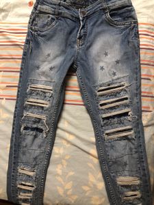 Ribbed Blue Jeans