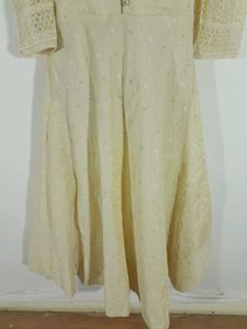 Cream Embroidered Kurta For Women&#39;s