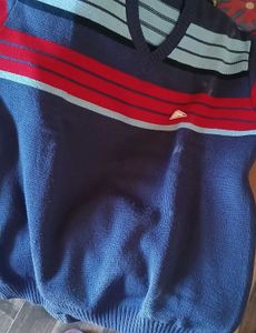 Striped Knit V-Neck Sweater