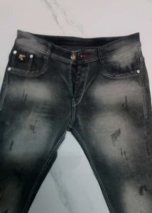 Stylish Distressed Gray Jeans