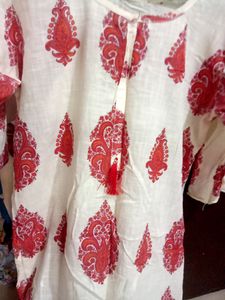 Cream With Red Colour Very Pretty Kurti Offer For