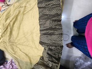 Gold Sari Fabric with Black Border