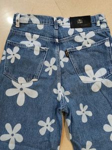 Floral Print Denim Jeans