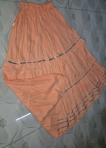 Peach Embroidered Kurta Smark Set For Girls