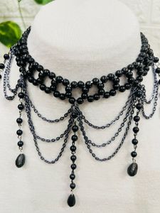 Black Unique Design Beaded Neckpiece
