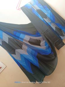 Digital Print Black Saree