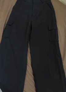 Black Wide Leg Cargo Pants 26-28