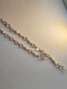 Pink Beaded Heart Pendant Necklace Adjustable