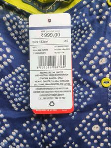 Blue Printed Kurti with Neon Accents