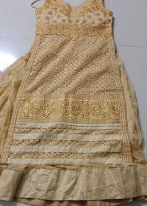 Golden Embroidered Anarkali Set