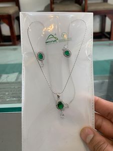 Pure Silver Chain Pendal With Earrings