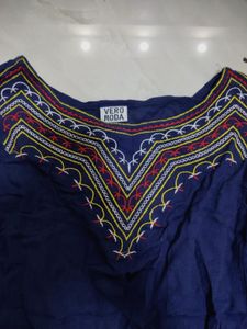 Blue Embroiled Tunic Top