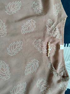 Pink Leaf Print Tunic Top