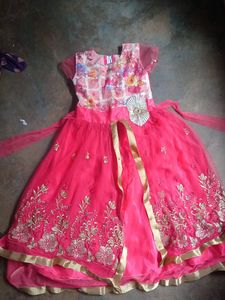 Pink Floral Embroidered Party Dress